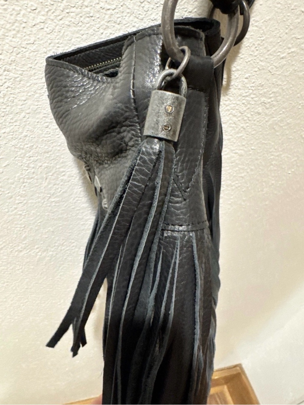STS RANCH WEAR Black Boho Fringe Leather Purse/ Crossbody Bag - Picture 9 of 9